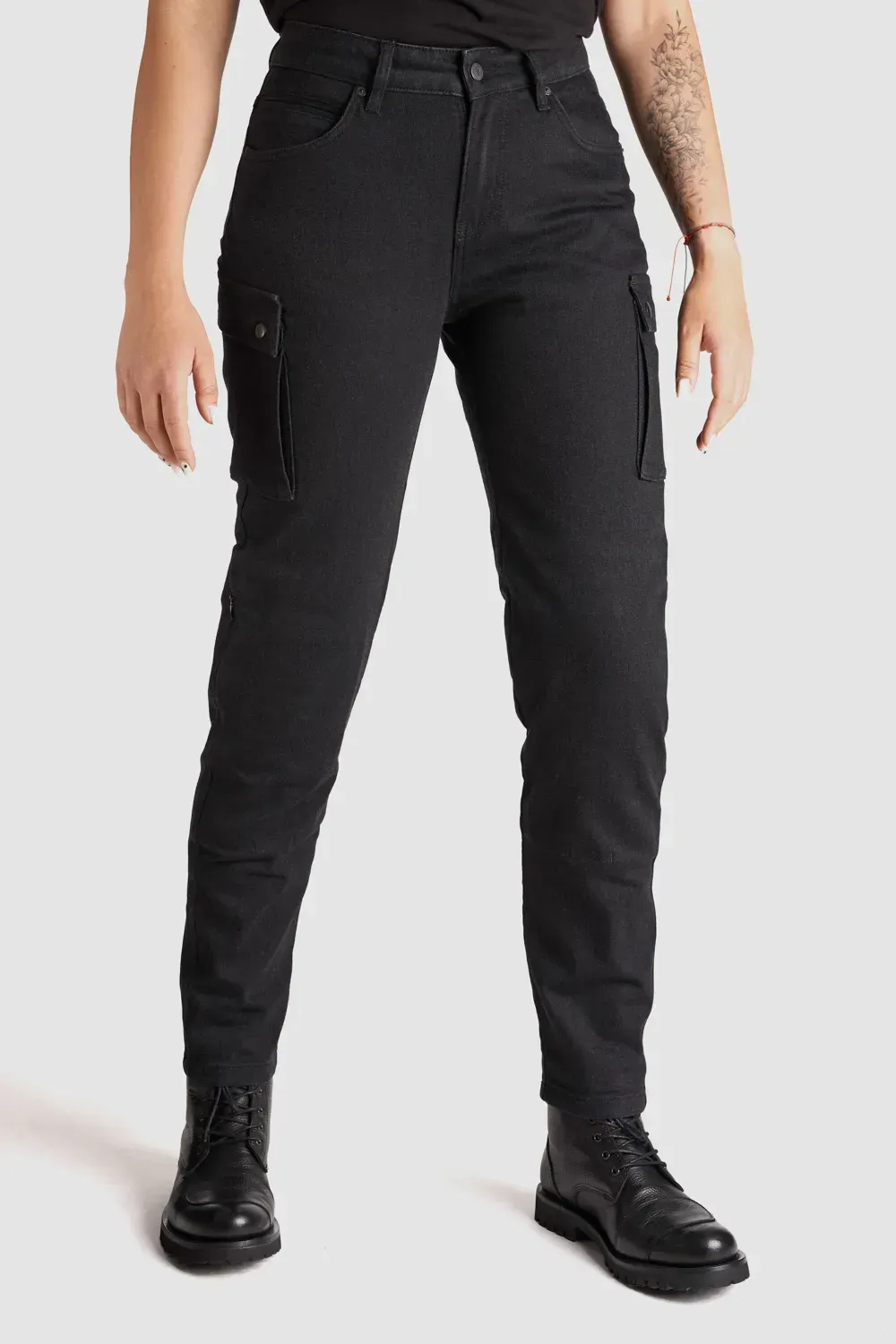 Мотоджинси одношарові PandoMoto LADY MILA Cargo Black W27-L32