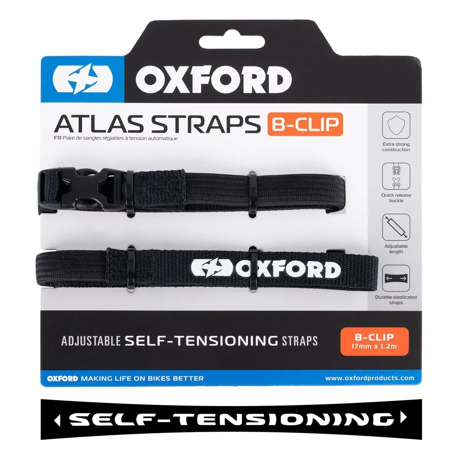 Ремені багажні Oxford Atlas B-Clip 17mm x 1.2M Black
