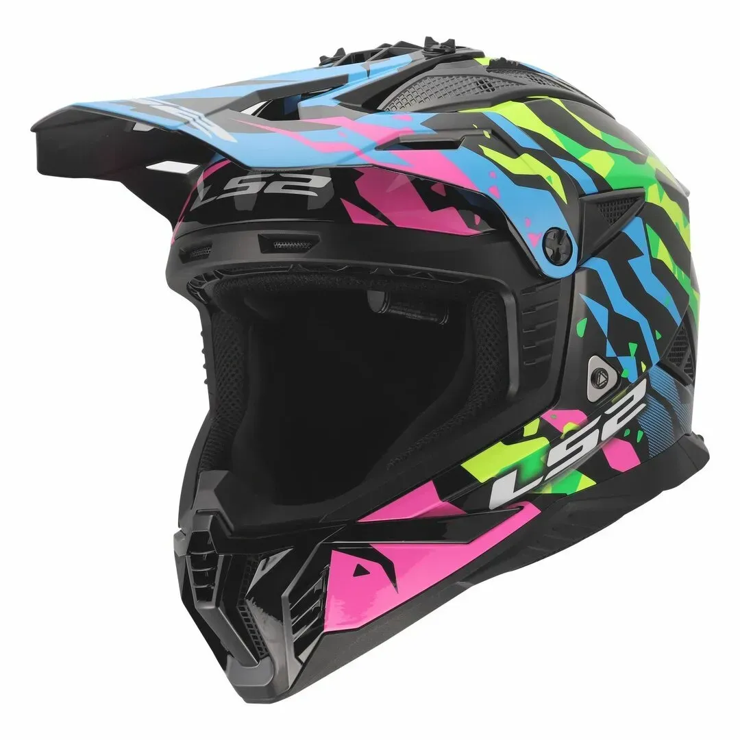 Мотошолом LS2 MX708 Fast 2 GROTESK Blue Pink Green L