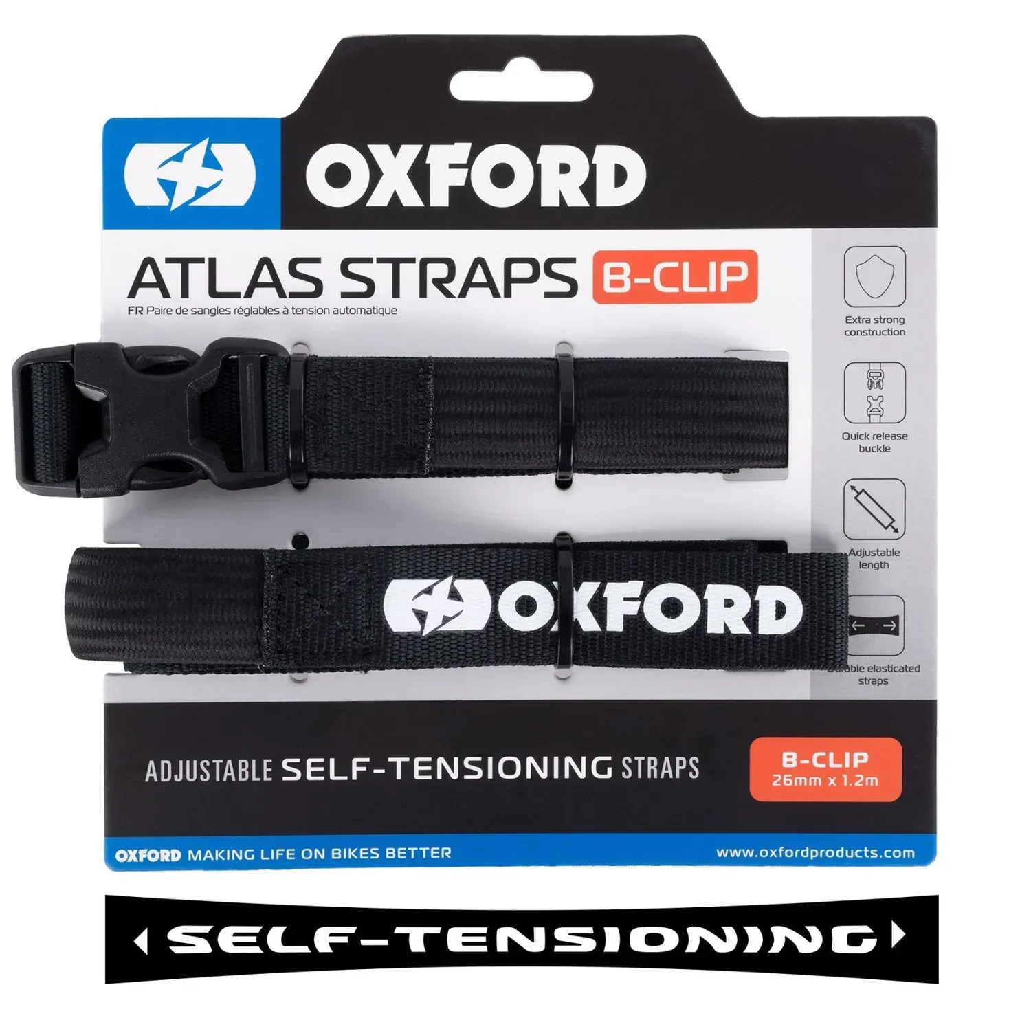 Ремені багажні Oxford Atlas B-Clip 26mm x 1.2M Black