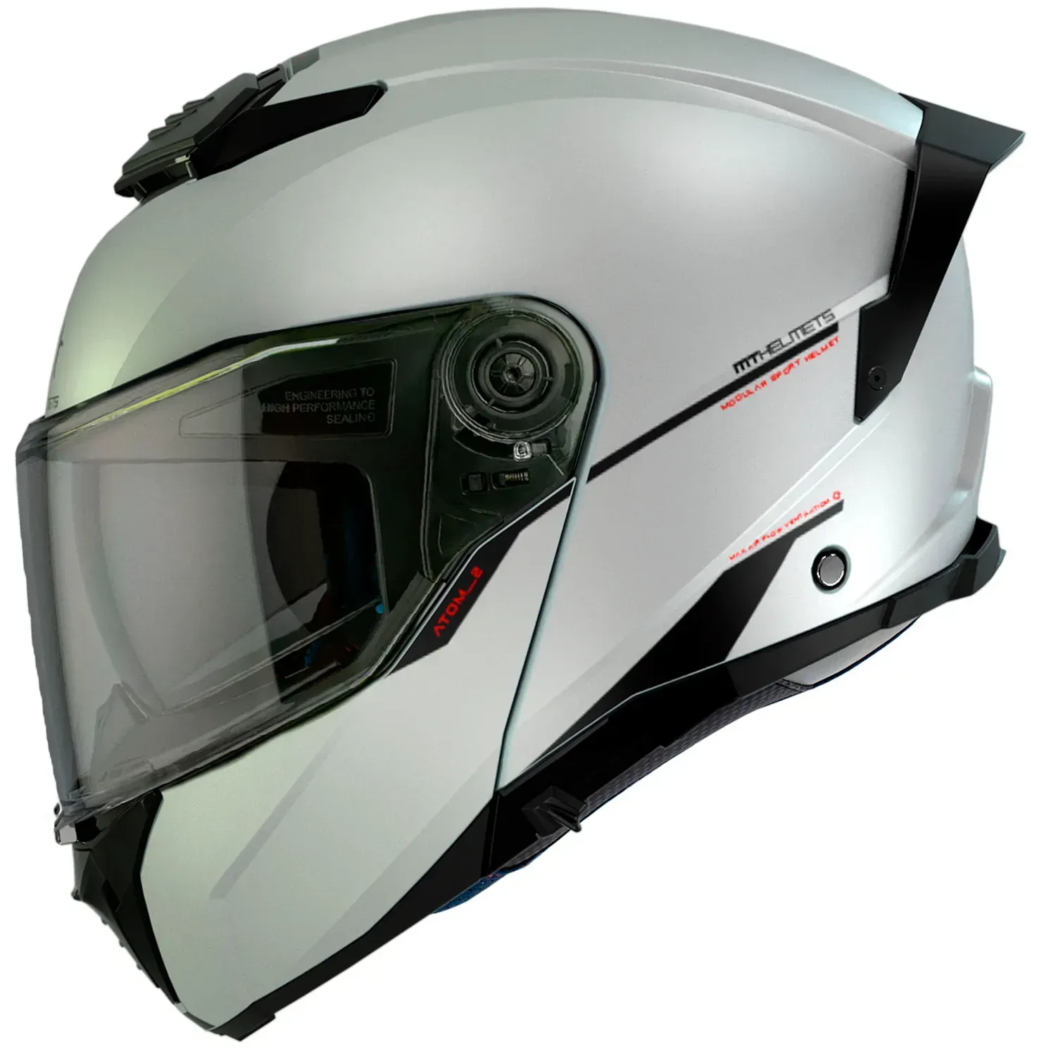 Мотошолом MT ATOM 2 SV Solid A0 Gloss White L