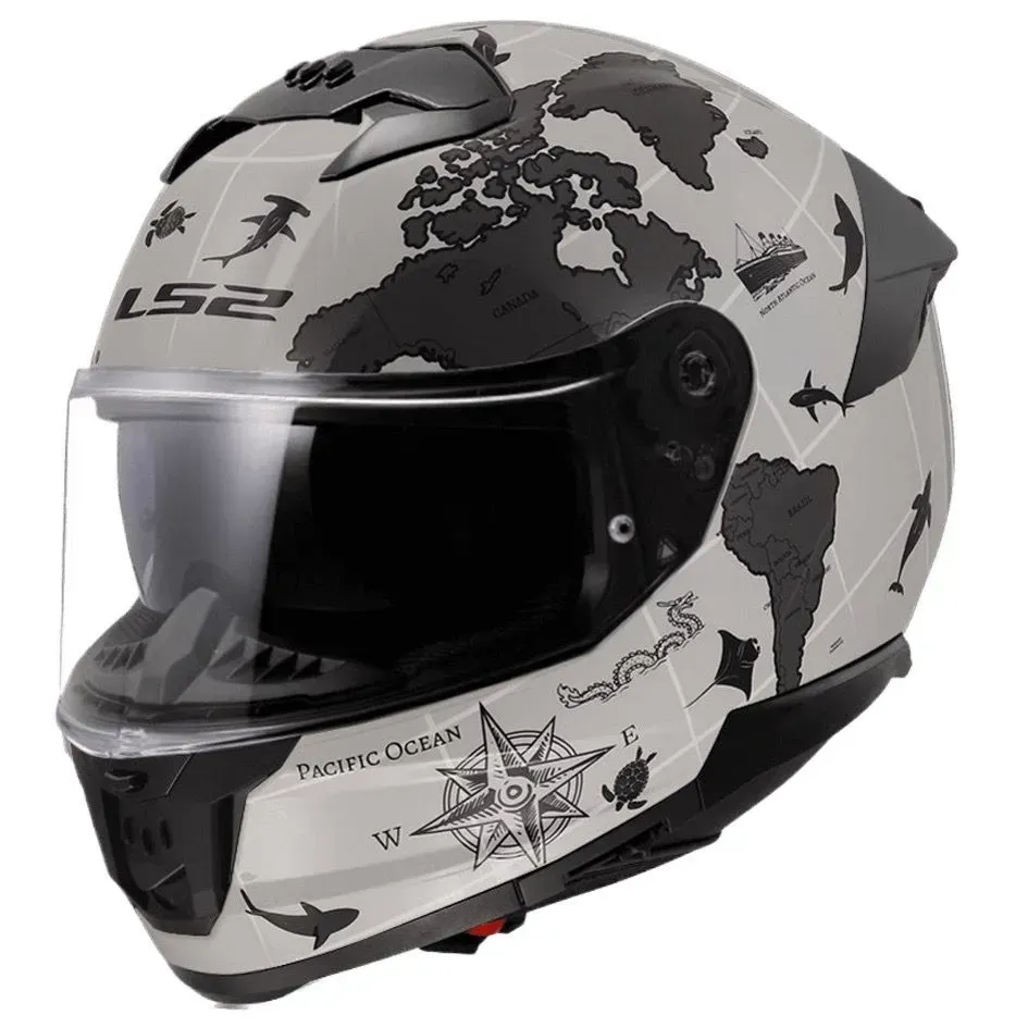 Мотошолом LS2 FF808 Stream 2 Worldmap Matt Cool Grey 3C Grey L
