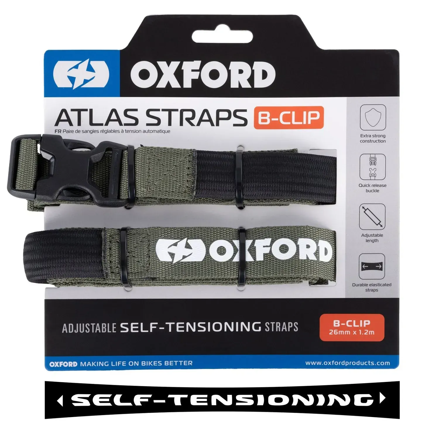 Ремені багажні Oxford Atlas B-Clip 26mm x 1.2M Lichen (Pair)