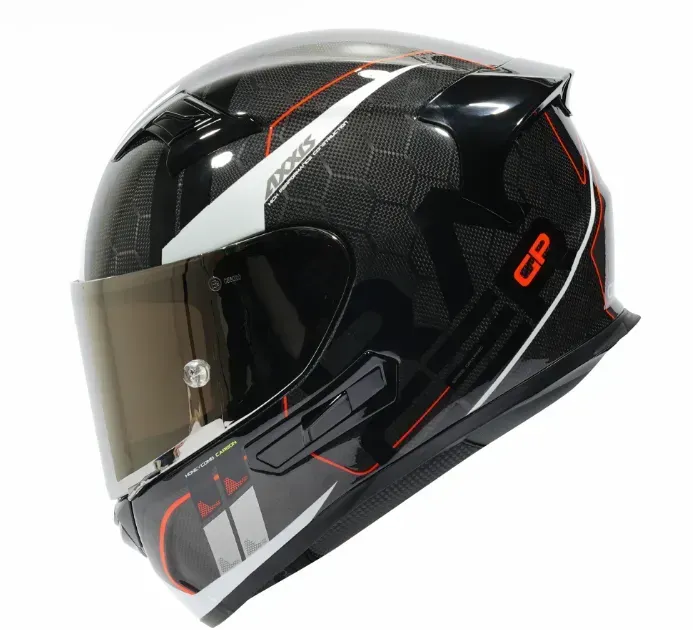 Мотошолом AXXIS RACER GP SV SPIKE A0 Carbone Gloss Pearl White XL