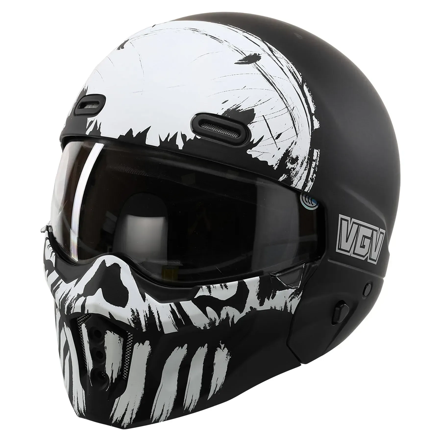 Мотошолом WM EXO Combat Skull Black White Matt M