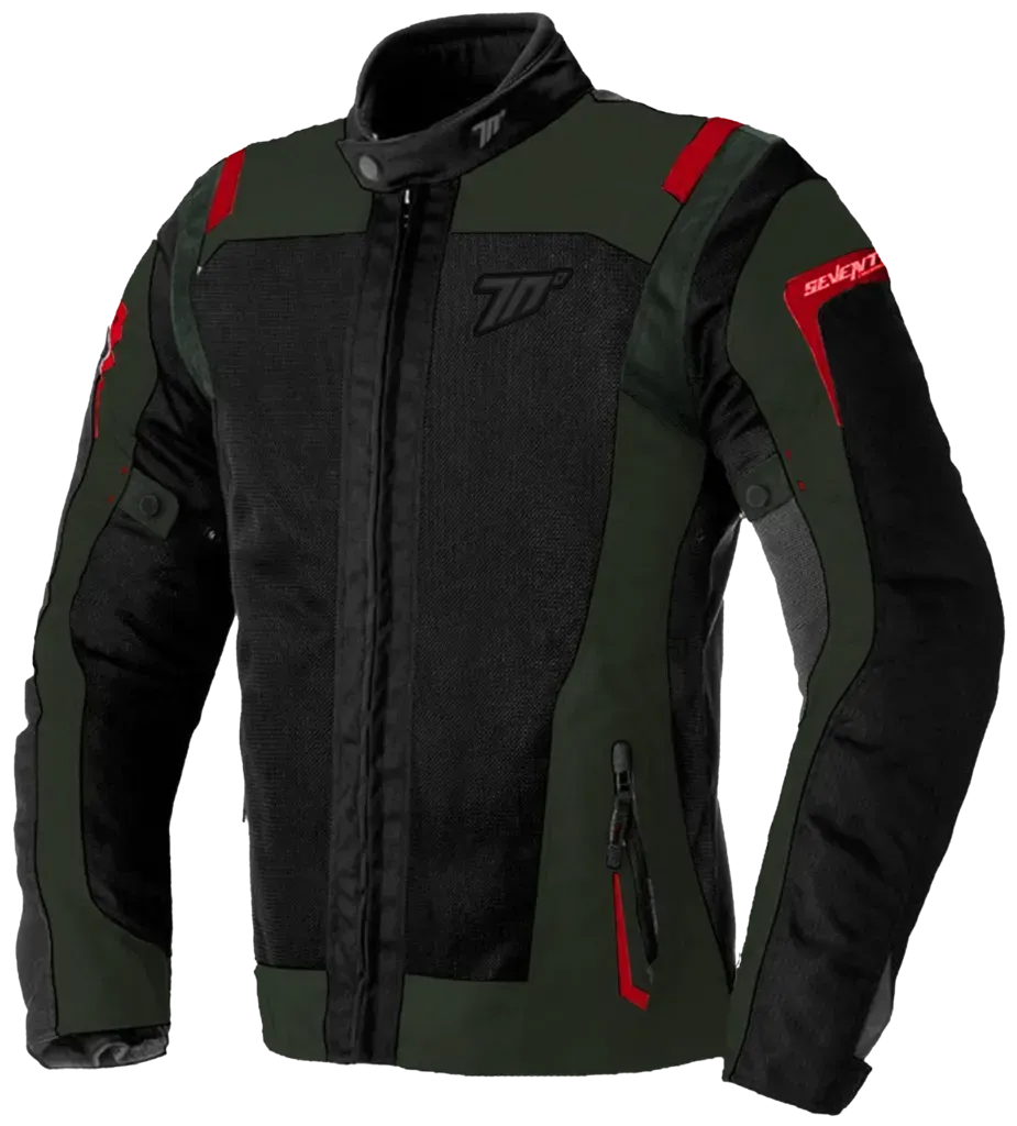 Мотокуртка Seventy JT66 SAHARA Military Green Red M