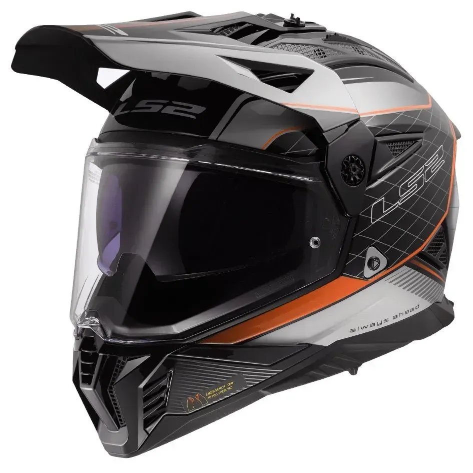 Мотошолом LS2 MX702 Pioneer 2 100TH Meridian Matt Black Light Gray Orange L