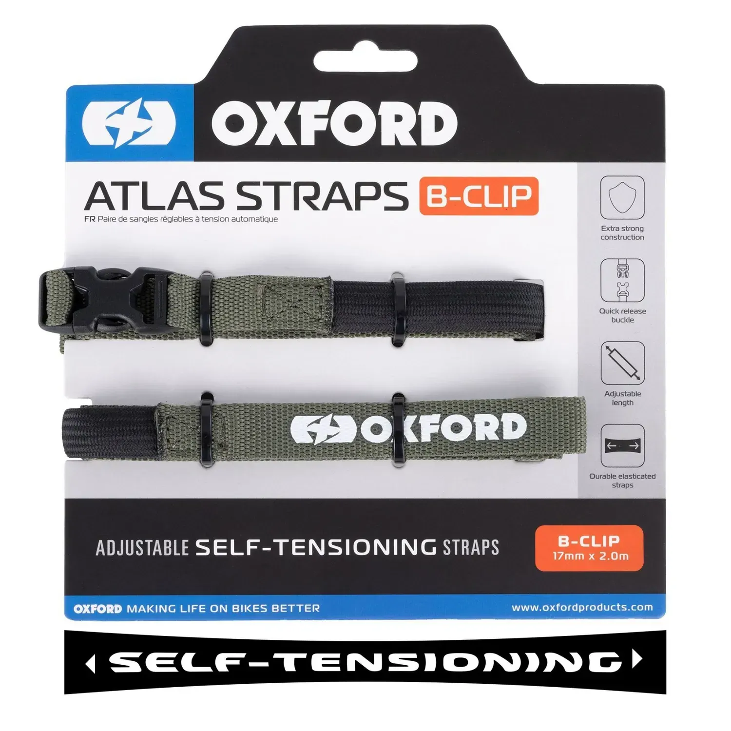 Ремені багажні Oxford Atlas B-Clip 17mm x 2.0M Lichen (Pair)