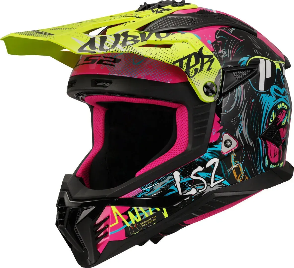 Мотошолом LS2 MX708 Fast 2 Gorilla BL/LIN H-V Yellow S