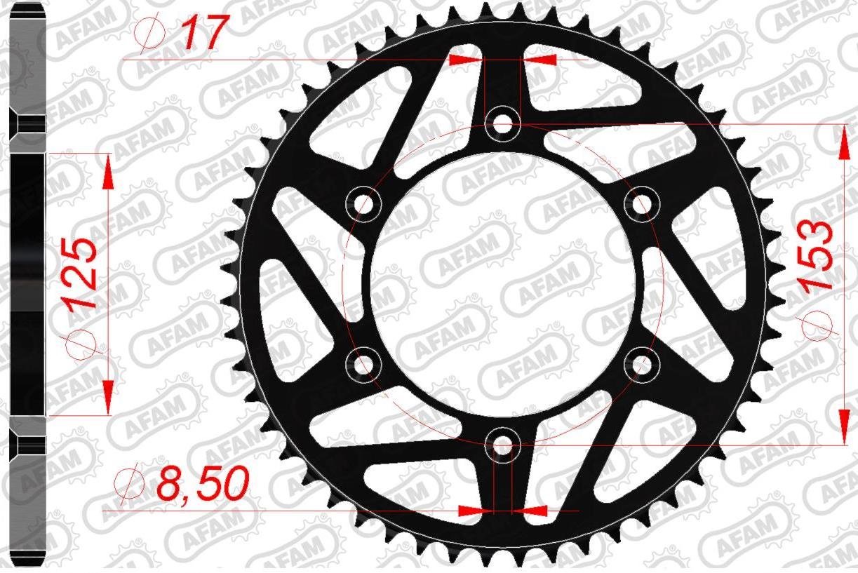 Зірка AFAM 520 K-Steel Chainwheel - Honda [Black], 46z