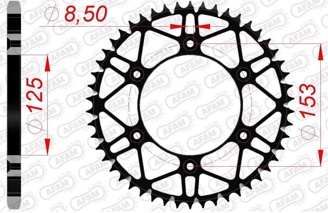 Зірка AFAM 520 SLK-Steel Chainwheel - Honda [Black], 51z