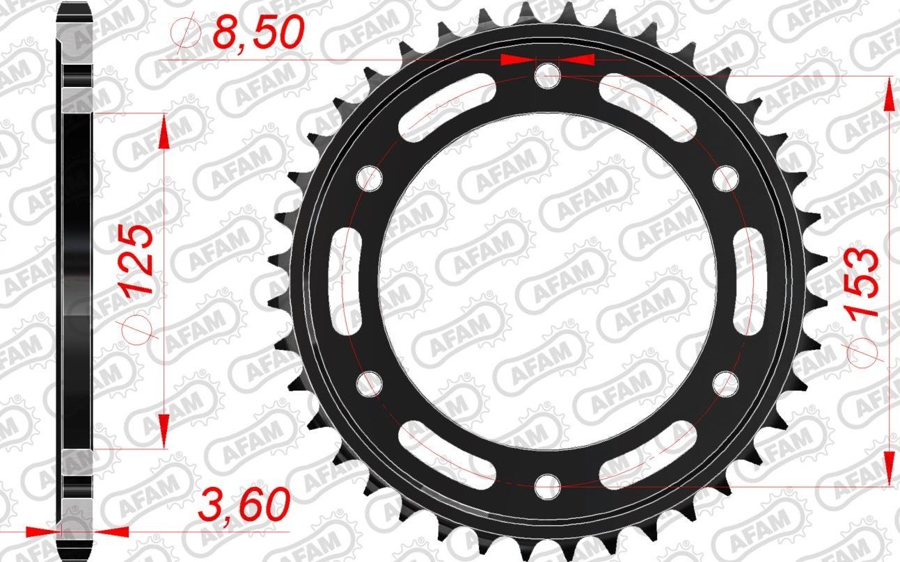 Зірка AFAM 520 Steel Chainwheel - Honda [Black], 40z