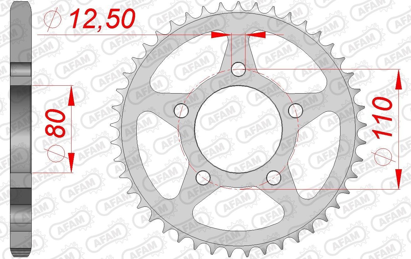 Зірка AFAM 525 Steel Chainwheel - Honda [Silver], 40z