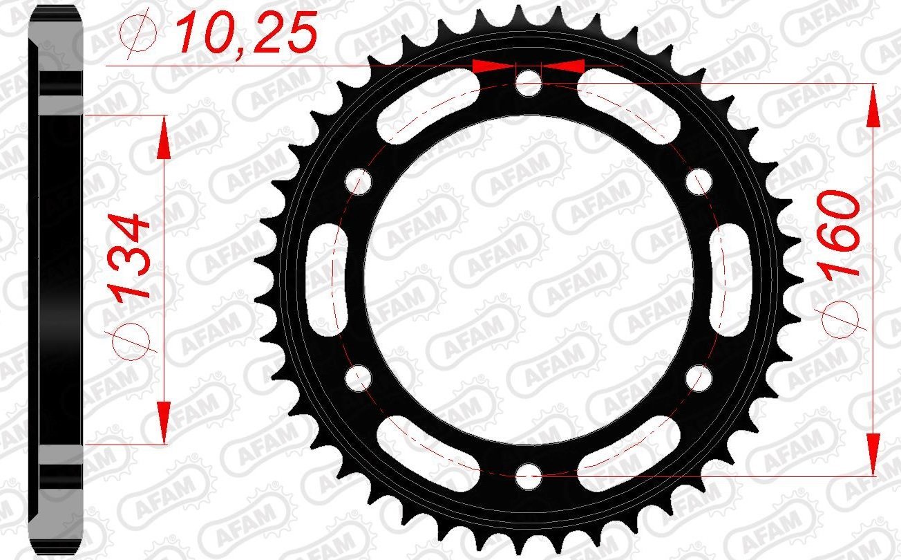 Зірка AFAM 530 Steel Chainwheel - Honda [Black], 42z