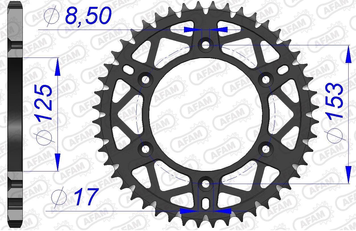 Зірка AFAM 520 AL-Grooved Chainwheel - Honda [Gun Metal], 53z