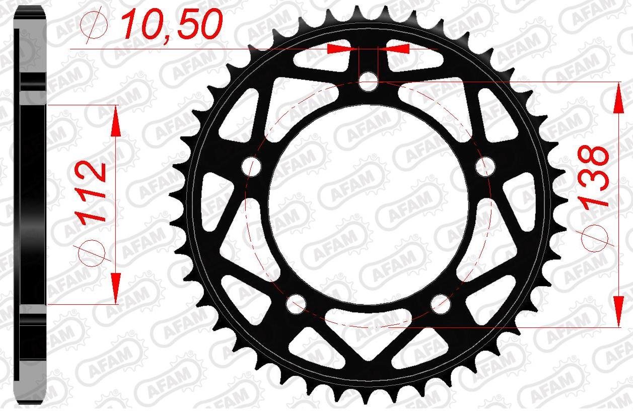 Зірка AFAM 525 Steel Chainwheel - Yamaha [Black], 41z