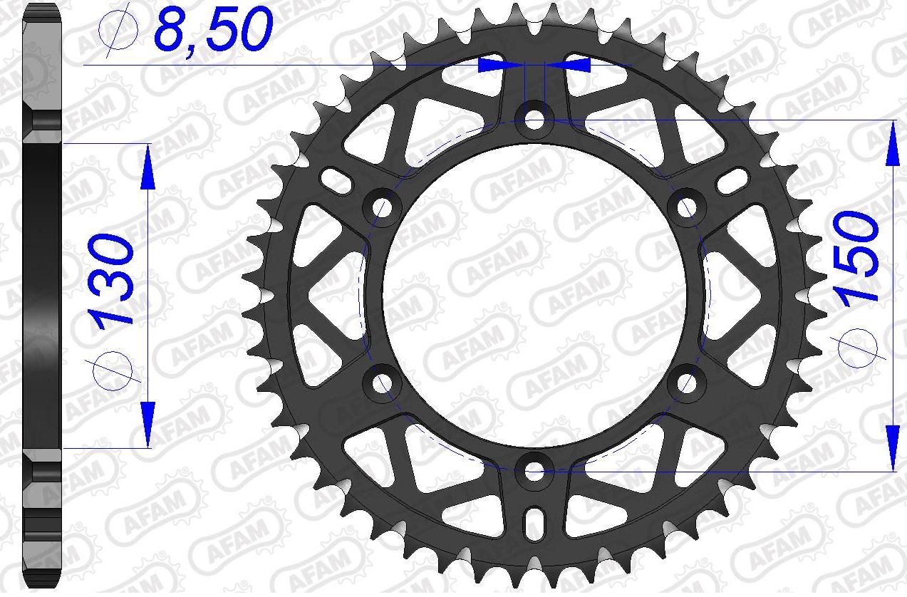Зірка AFAM 520 AL-Grooved Chainwheel - Yamaha [Gun Metal], 50z