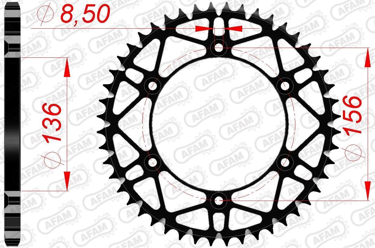Зірка AFAM 520 SLK-Steel Chainwheel - Sherco [Black], 50z