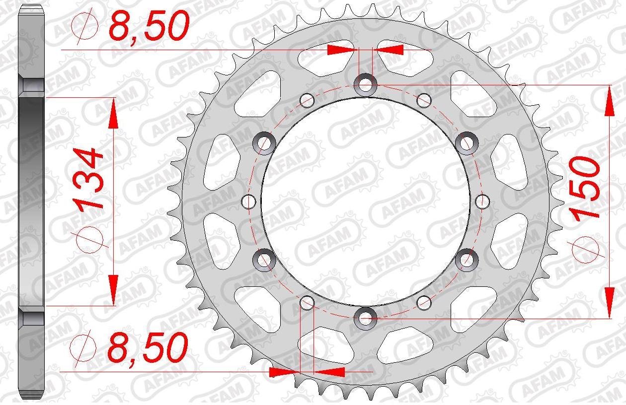 Зірка AFAM 520 Steel Chainwheel - Kawasaki [Silver], 42z