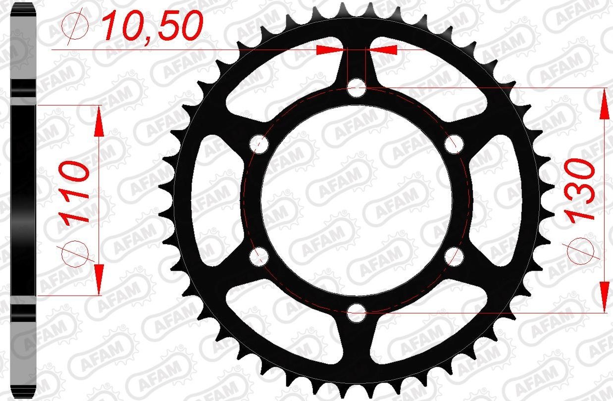 Зірка AFAM 520 Steel Chainwheel - Kawasaki [Black], 41z
