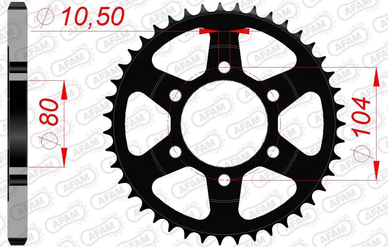 Зірка AFAM 525 Steel Chainwheel - Kawasaki [Black], 39z