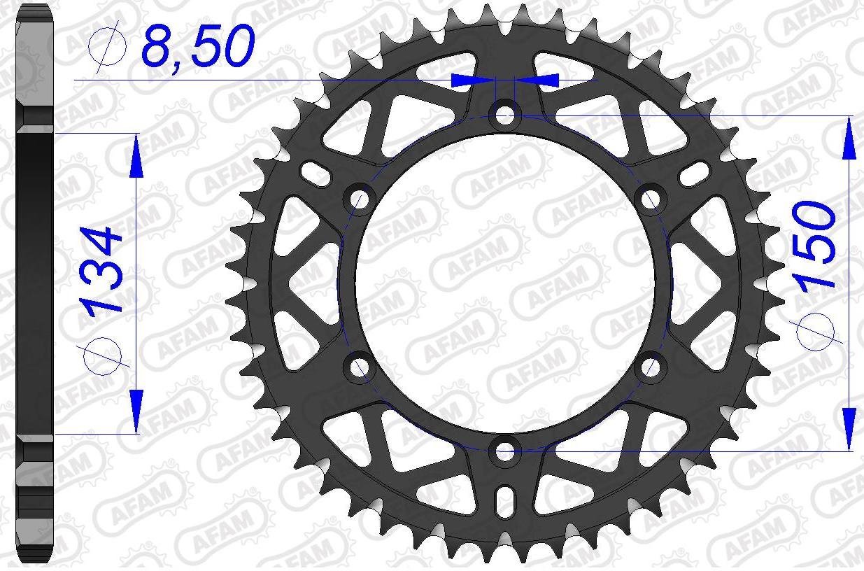 Зірка AFAM 520 AL-Grooved Chainwheel - Kawasaki [Gun Metal], 50z