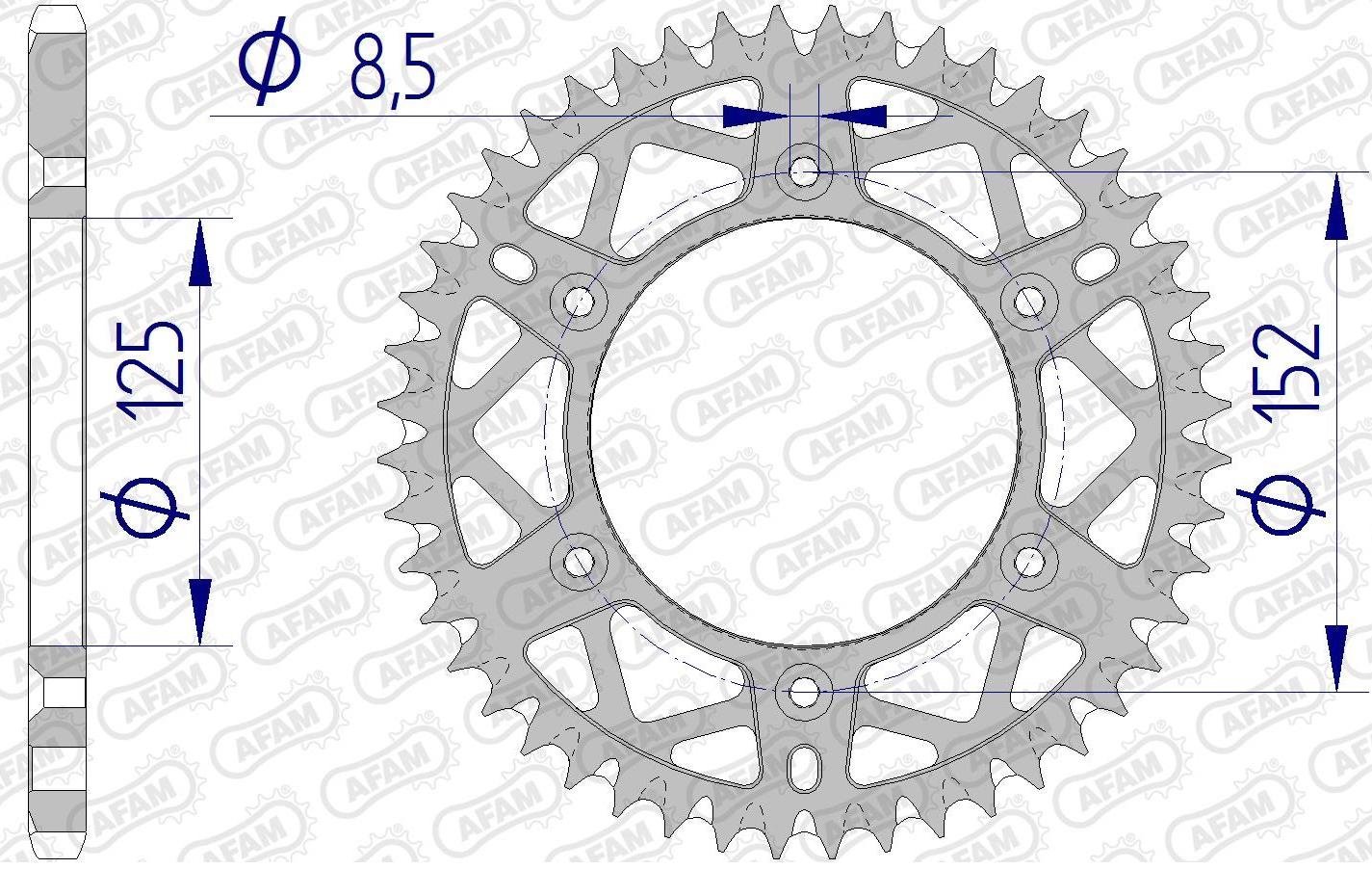 Зірка AFAM 520 AL-Grooved Chainwheel - Beta [Gun Metal], 48z