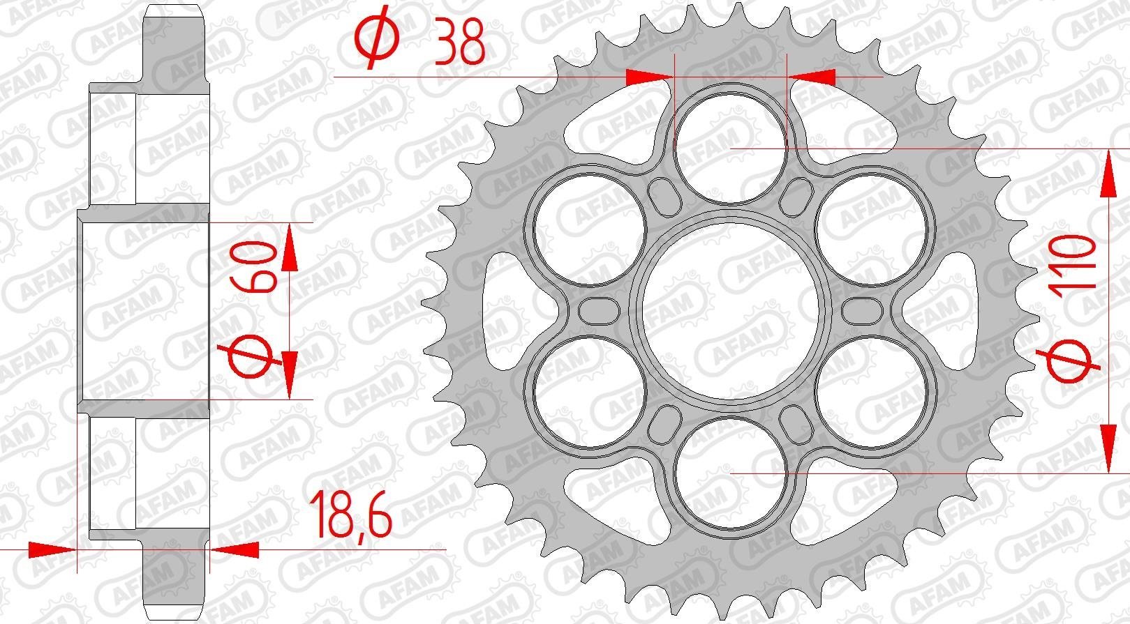 Зірка AFAM 530 Steel Chainwheel - Ducati [Silver], 40z
