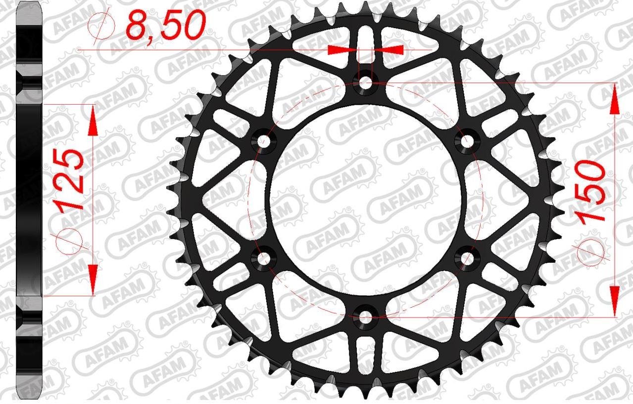 Зірка AFAM 520 SLK-Steel Chainwheel - KTM [Black], 52z