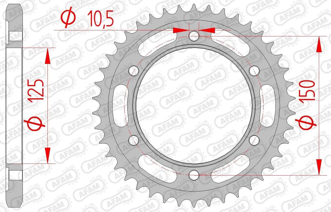 Зірка AFAM 525 Steel Chainwheel - KTM [Black], 42z
