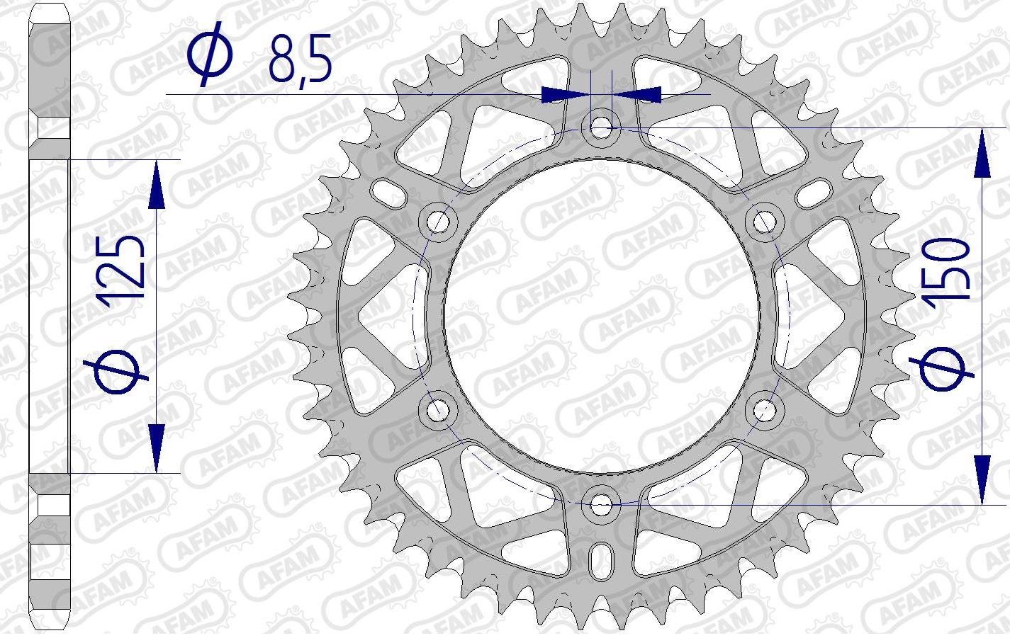 Зірка AFAM 520 AL-Grooved Chainwheel - KTM [Gun Metal], 49z
