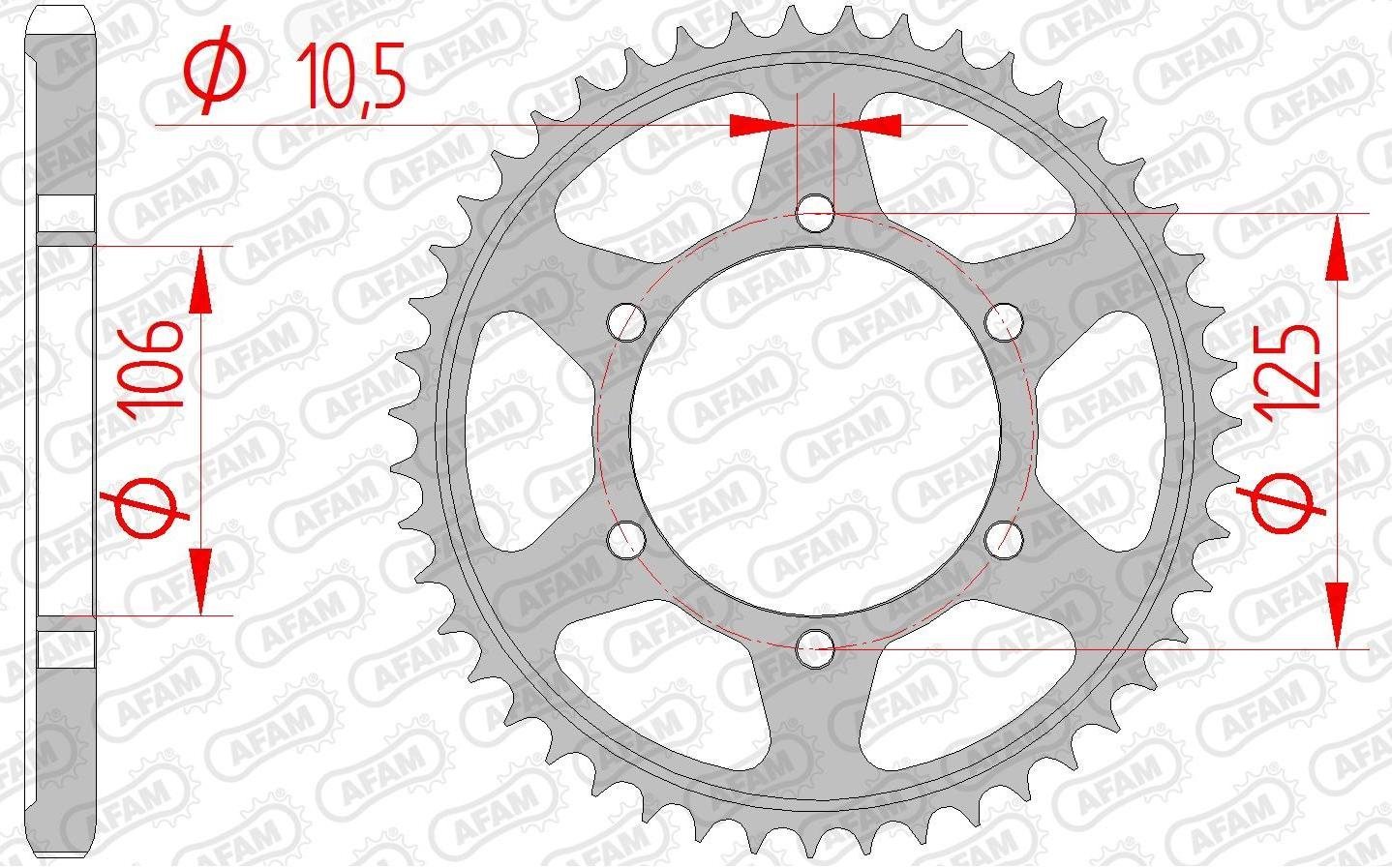 Зірка AFAM 525 Steel Chainwheel - Triumph [Silver], 37z
