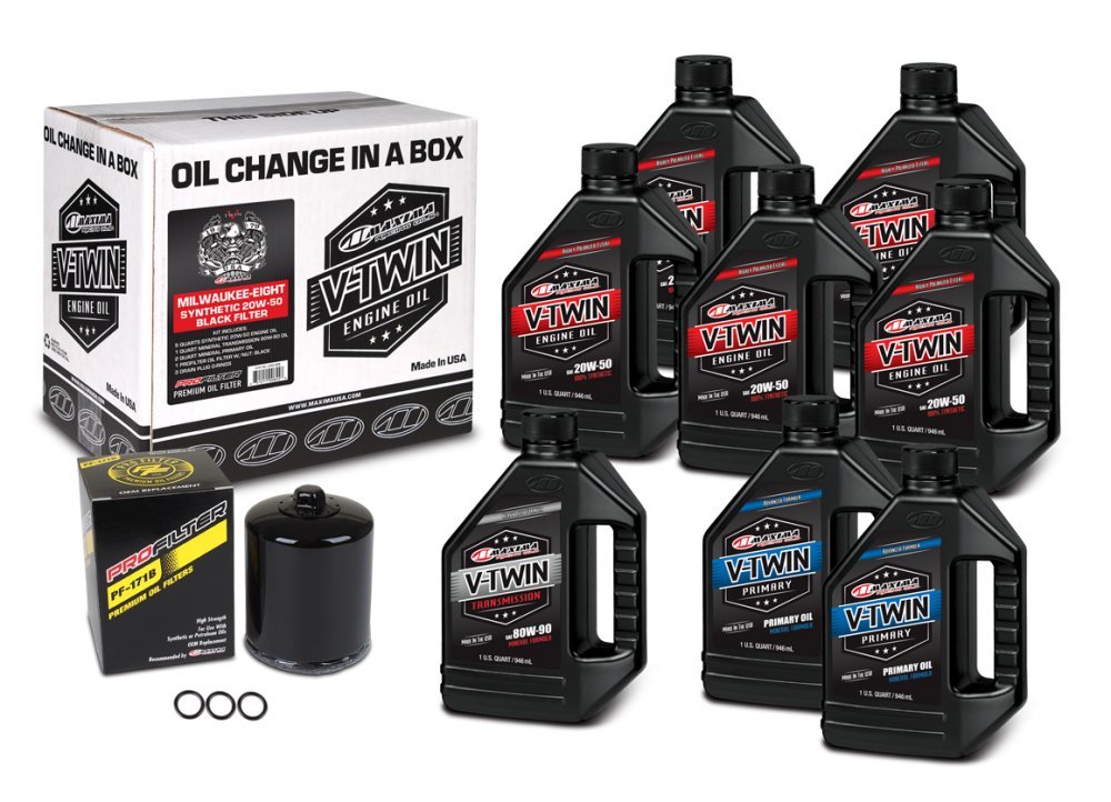 Комплект Maxima V-TWIN MILWAUKEE-EIGHT Oil Change Kit - Syntetic [Black], 20w-50