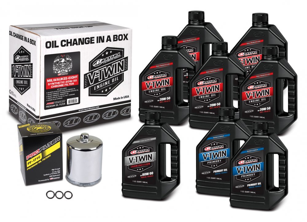 Комплект Maxima V-TWIN MILWAUKEE-EIGHT Oil Change Kit - Syntetic [Chrome], 20w-50