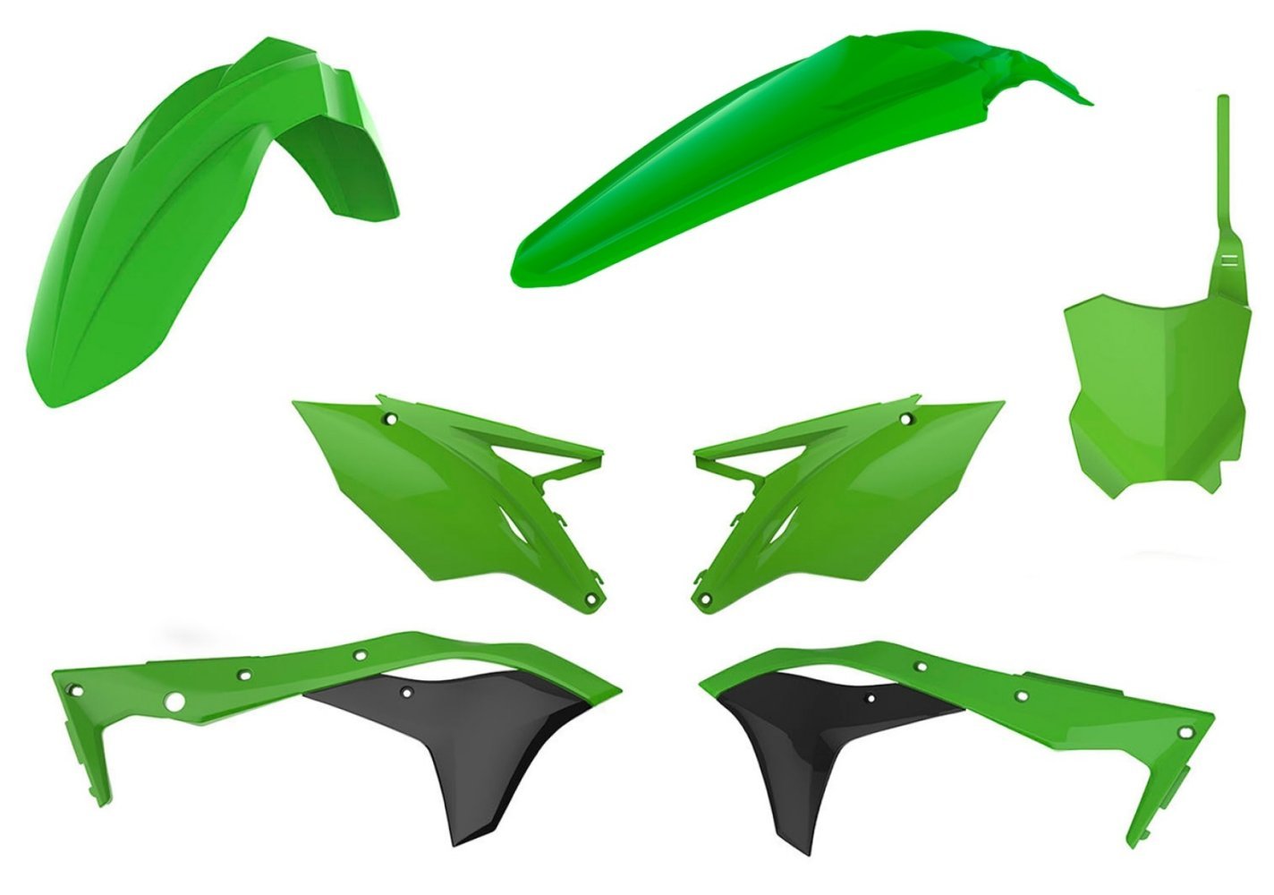 Пластик Polisport MX kit - Kawasaki (17-) [Green/White], Kawasaki