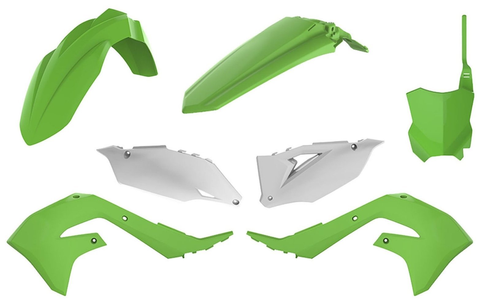Пластик Polisport MX kit - Kawasaki (19-) [Green/White], Kawasaki