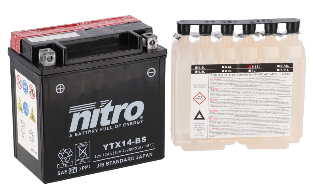 Акумулятор NITRO AGM Open Battery [12 Ah], CCA 200 (A)